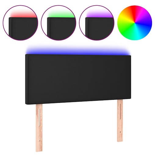 NNEVL LED Headboard Black 100x5x78/88 cm Faux Leather