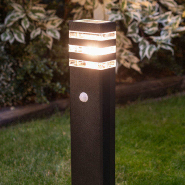 Lampa ogrodowa stojąca czarna RIO z czujnikiem 1xE27x40W IP54 Nowodvorski
