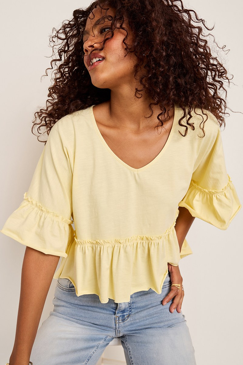Elaine Ruffle Dolman Tee