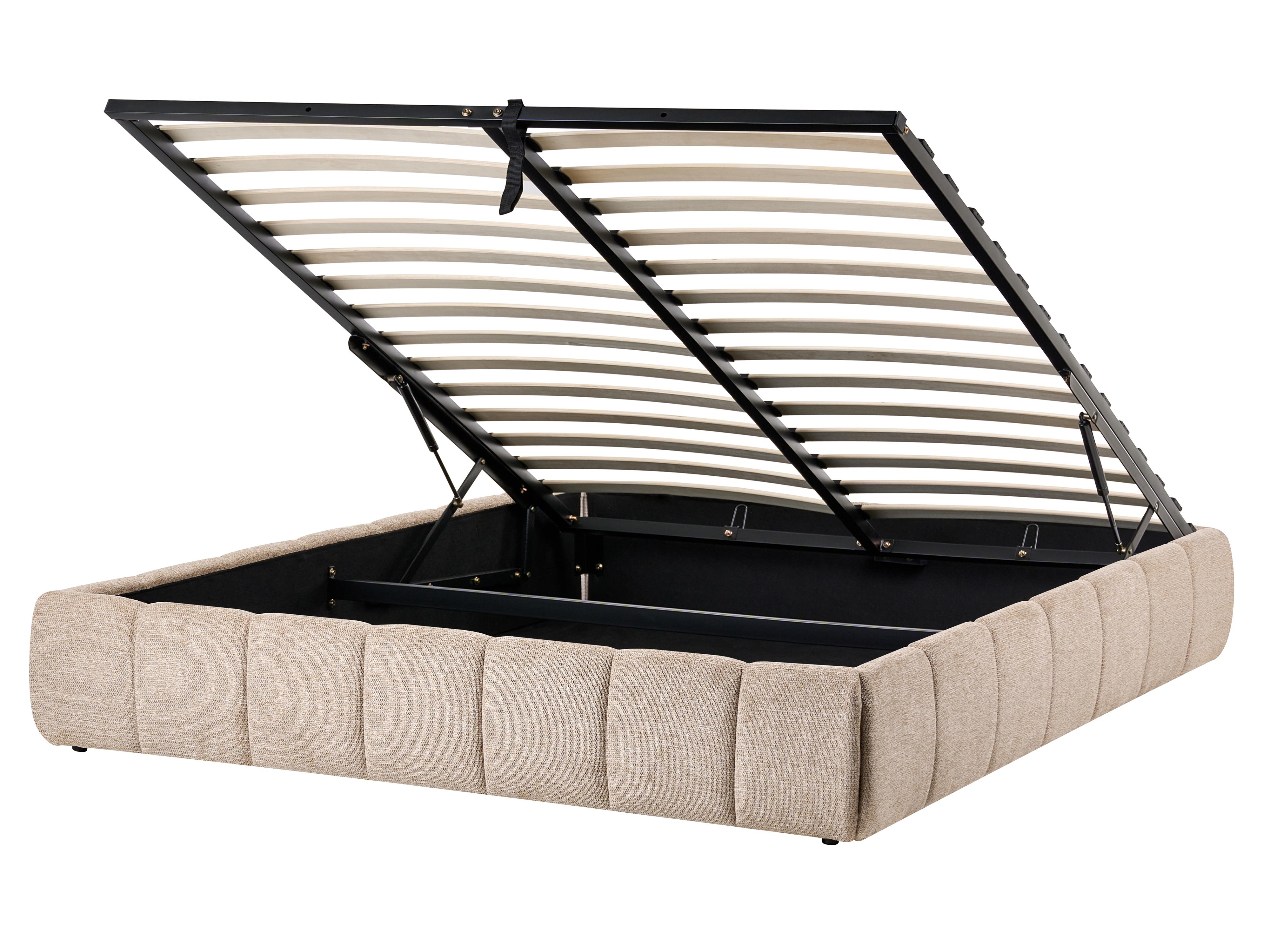 Ottoman Bed without Headboard Fabric GENAS 140 x 200 cm (EU Double) Beige