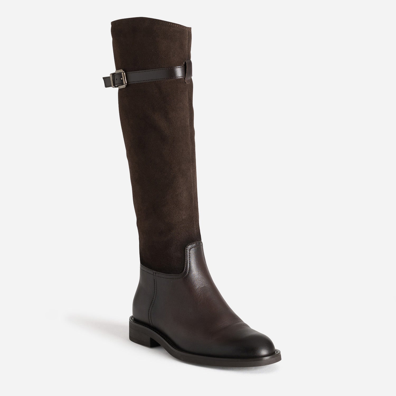 Botte marron foncé cuir bi-matière