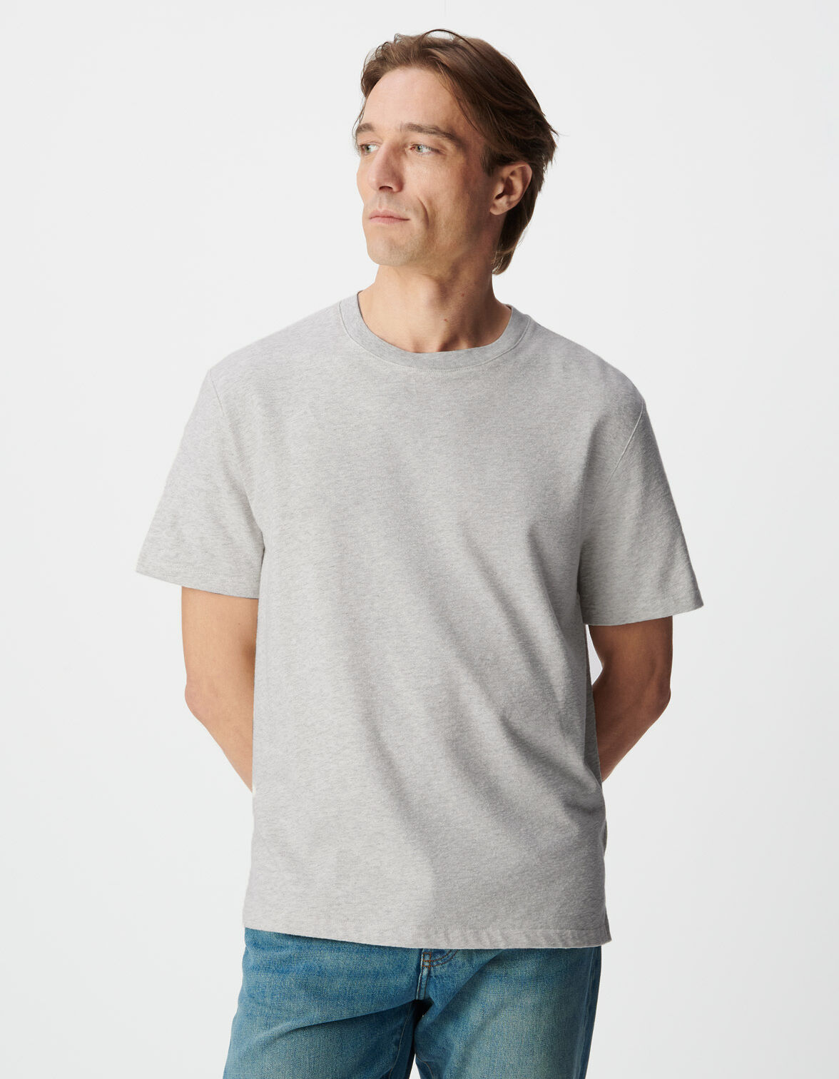 T-shirt manches courtes gris maille fantaisie Homme