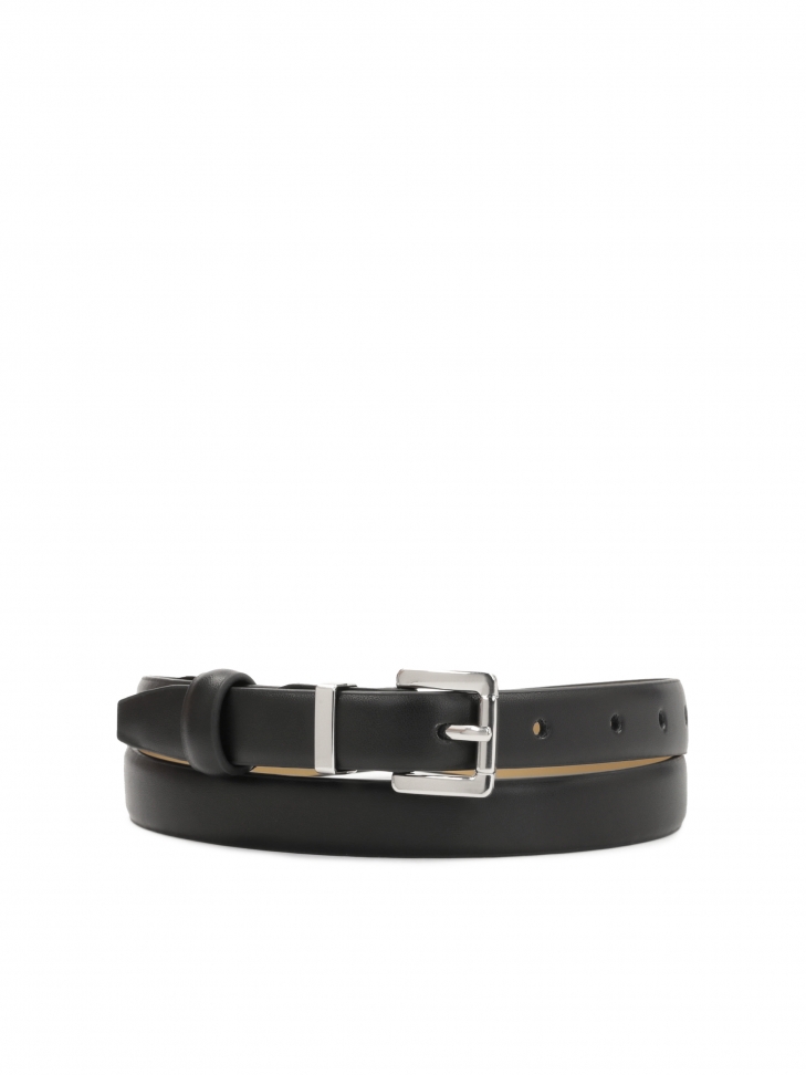 Classic black belt with silver buckle