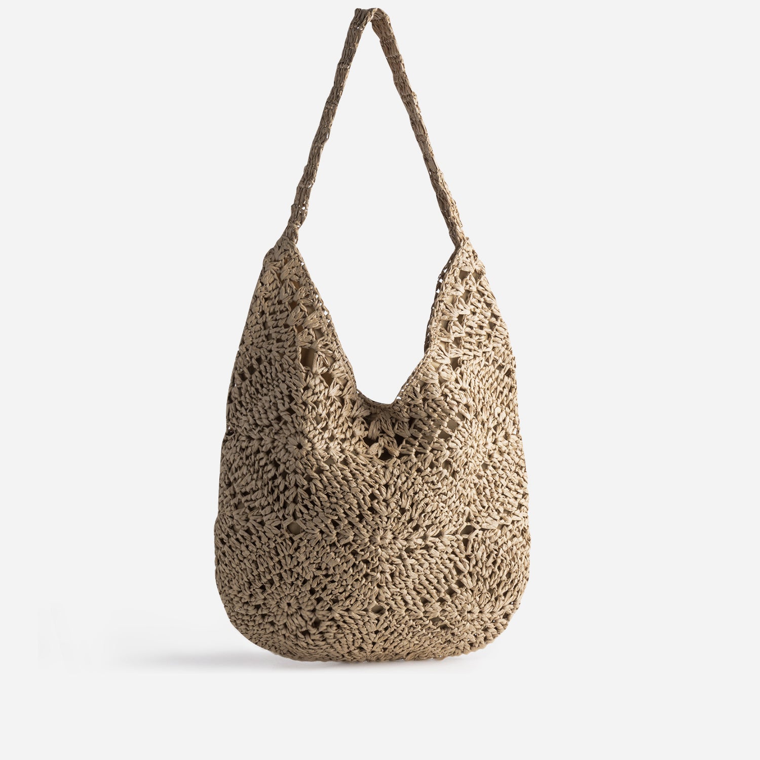Sac tote-bag beige tressé