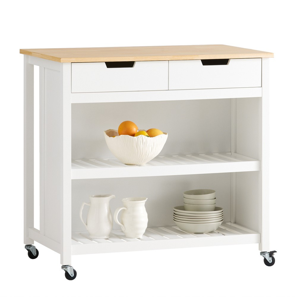 SoBuy Wyspa kuchenna z dwiema szufladami Biały 100x60x93.5cm FKW74-NW