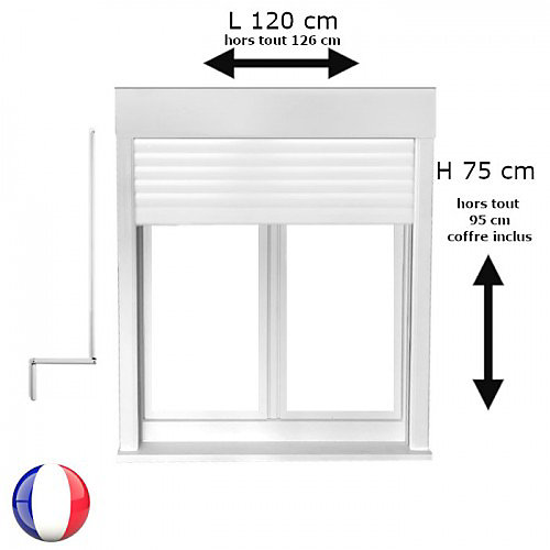 Fenêtre PVC 2 vantaux oscillo-battant avec volet roulant manivelle H 75 x L 120 cm pour pose en neuf