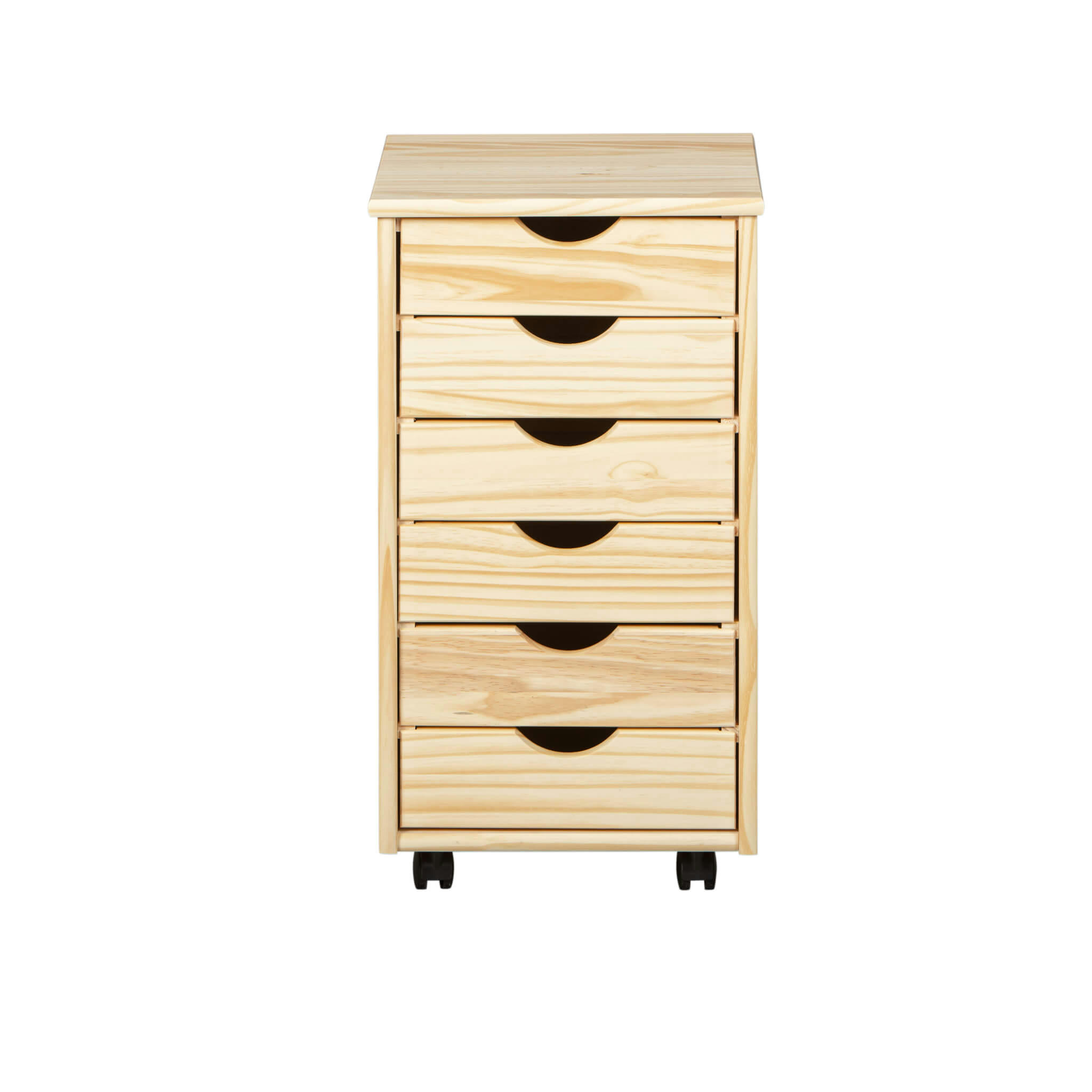 - Caisson 6 tiroirs en pin massif vernis naturel