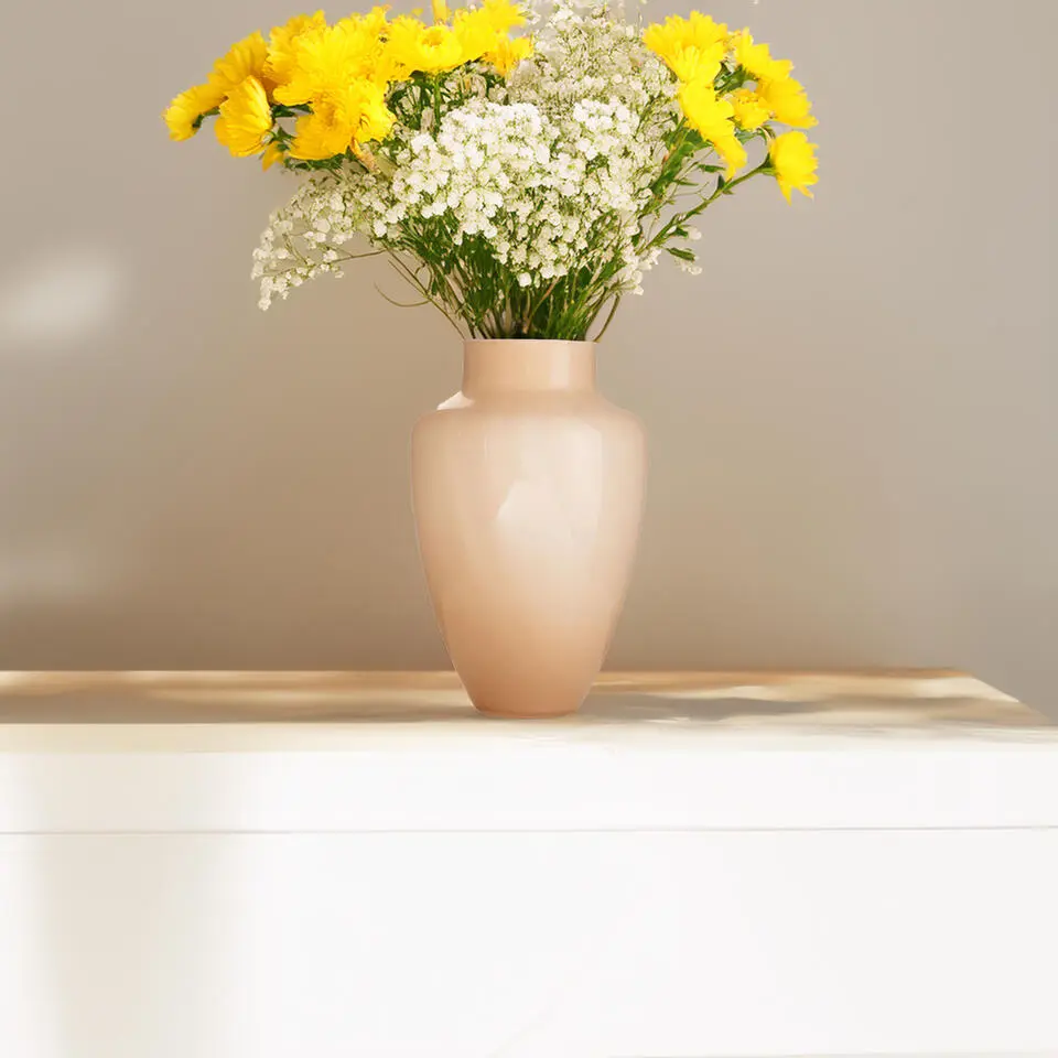 Hakbijl Glass Bloemenvaas Olaf - Beige - glas - D21 x H30 cm