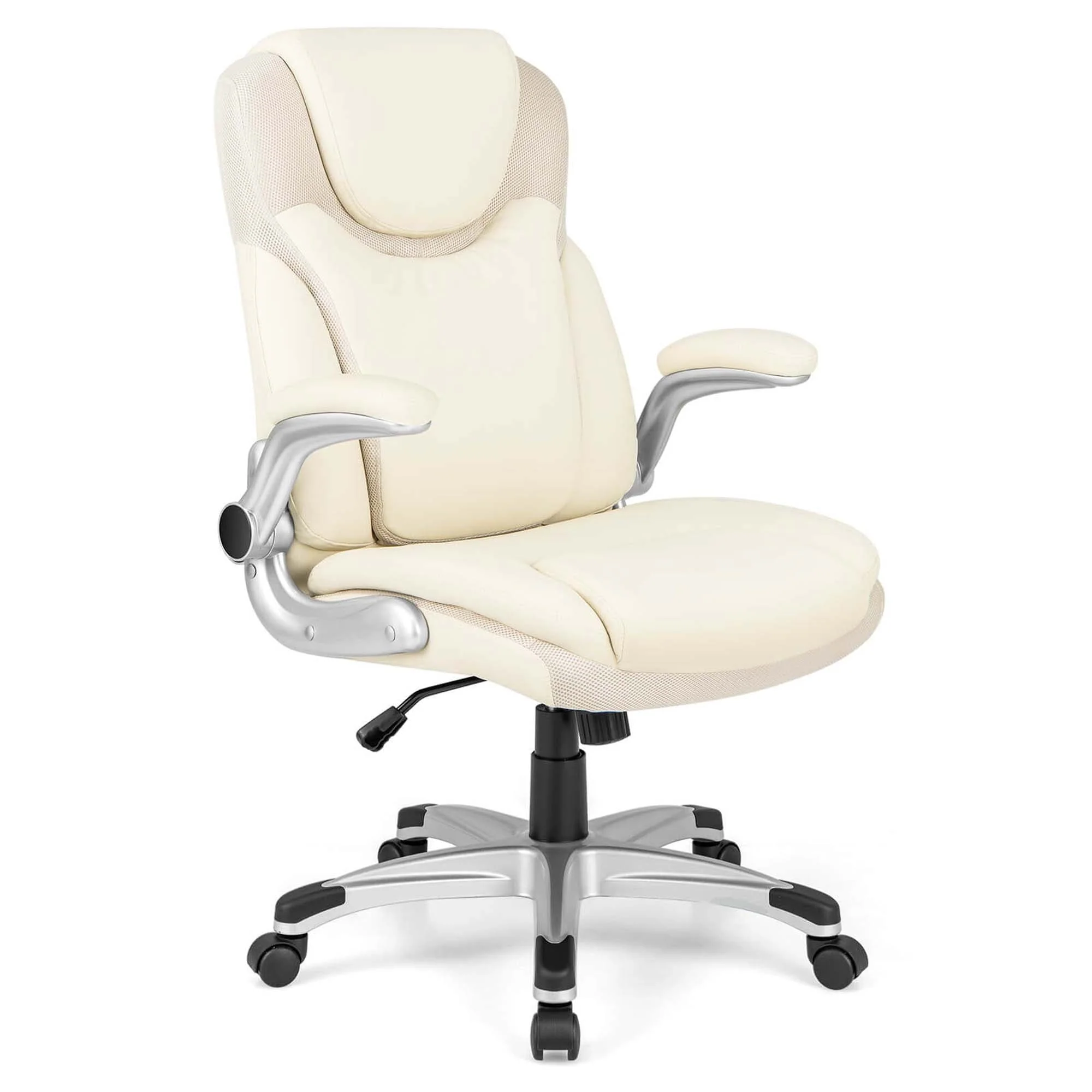 Costway Ergonomic Office Chair PU Leather Executive Swivel with - See Details