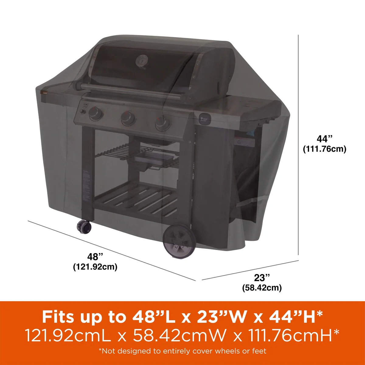 Modern Leisure Chalet Outdoor Patio 2 Burner Bbq Grill Cover, 48 W x 23 D x 44 H, Black