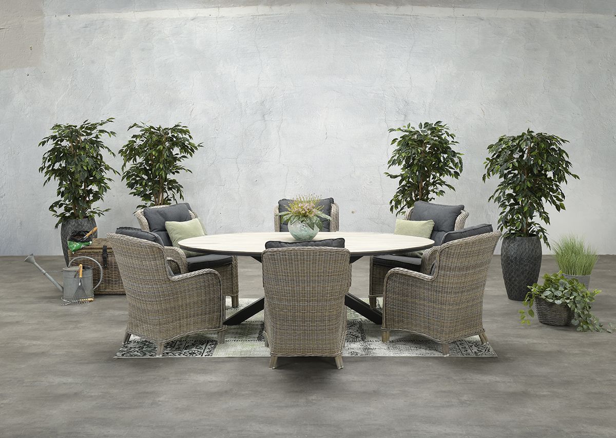 Edison tafel - ovaal - 220x115 cm - carbon black -light teak Vironwood