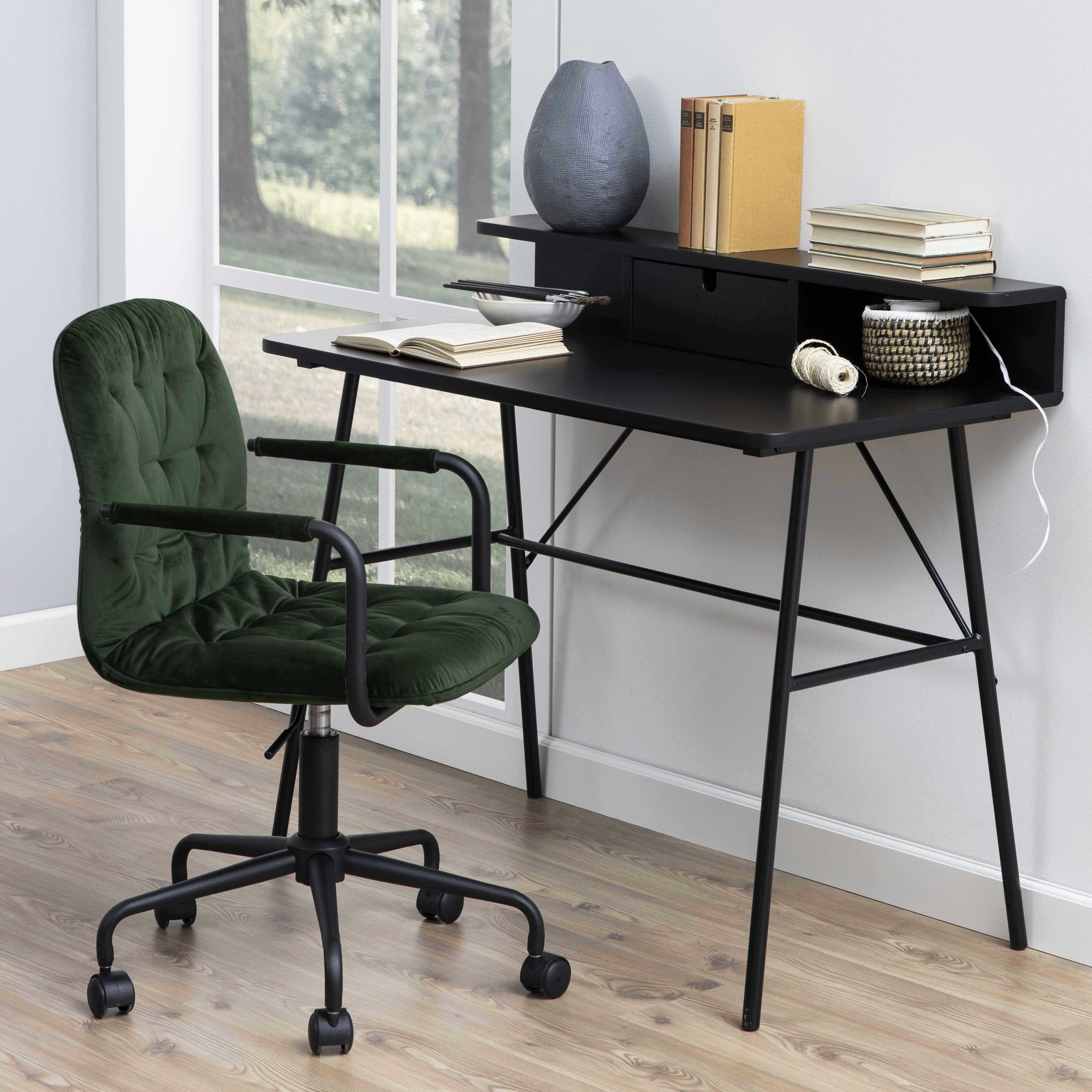 BRUCE - Bureau style contemporain en bois vernis noir