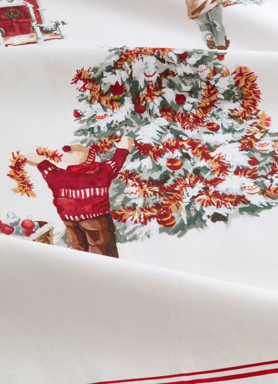 TORCHON SCÈNE DE NO&Euml;L MULTI GUIRLANDE