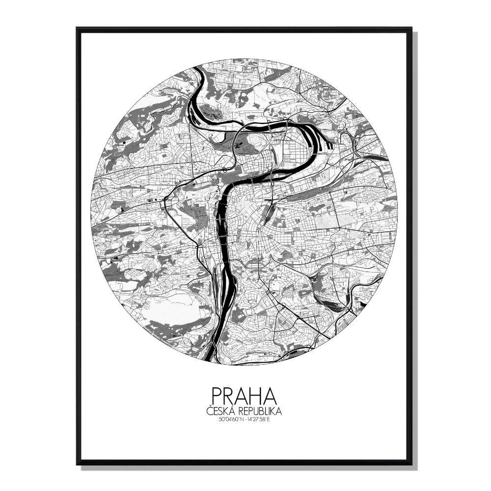 - Affiche Prague Carte ronde 40x50