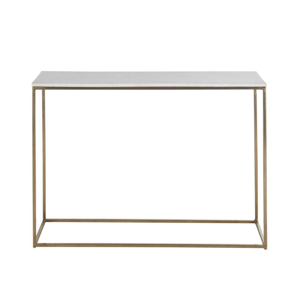 Marble - Console en marbre blanc et métal coloris laiton