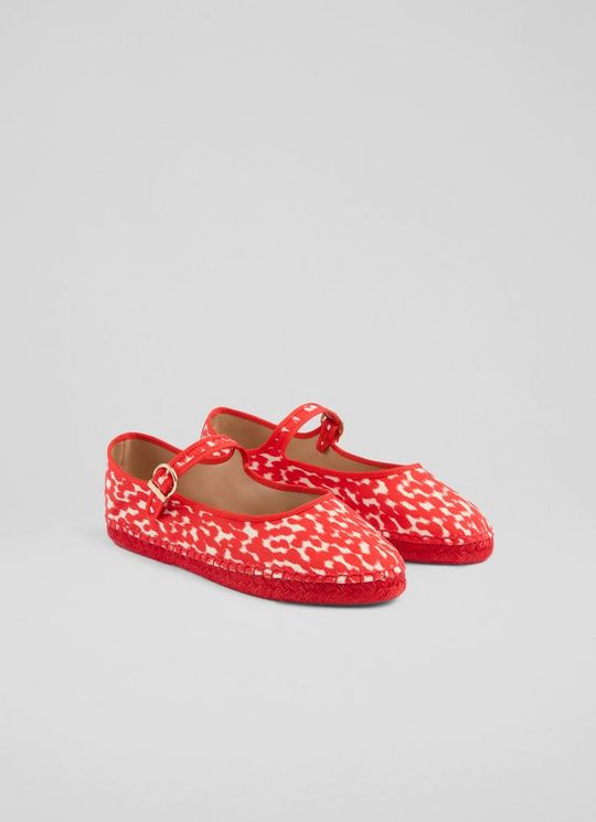 Emmie Red Print Mary Jane Espadrille Sandals