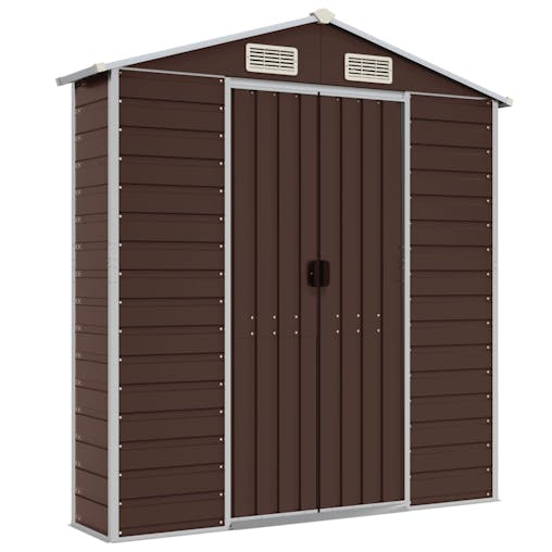 NNEVL Garden Shed Brown 191x215x198 cm Galvanised Steel