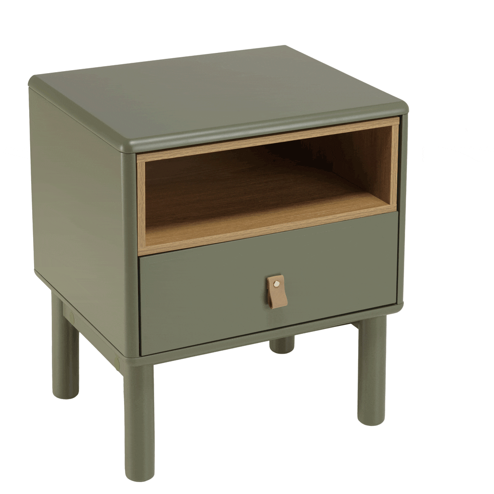 Table de chevet 1 niche 1 tiroir bois vert nature GUILIN