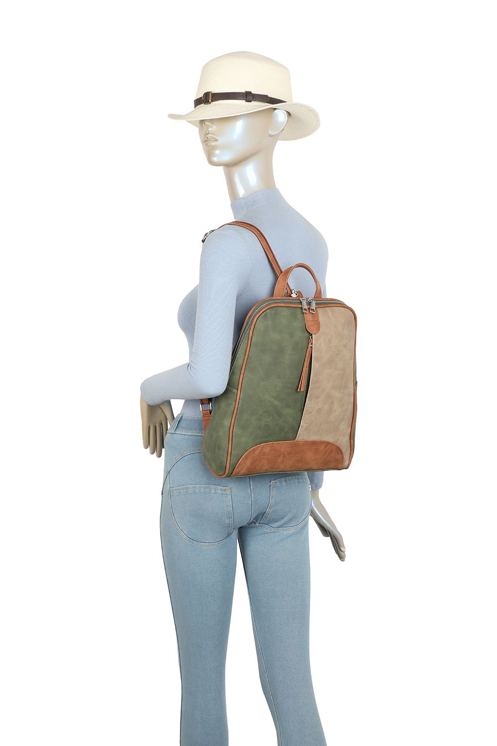 Fontanella Fashion Zivaro Multi-Color Suede Leather Backpack