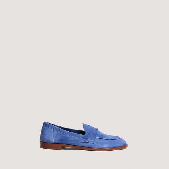 Mocassins à bouts rondsen velours bleu acier | THELMA