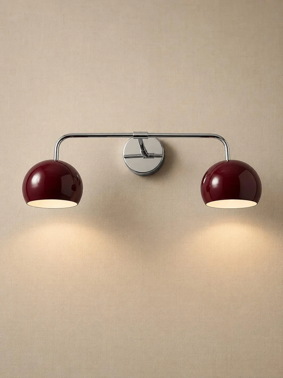 Burgundy Double Wall Sconce, Brass Vanity Light, Modern 2 Lighting