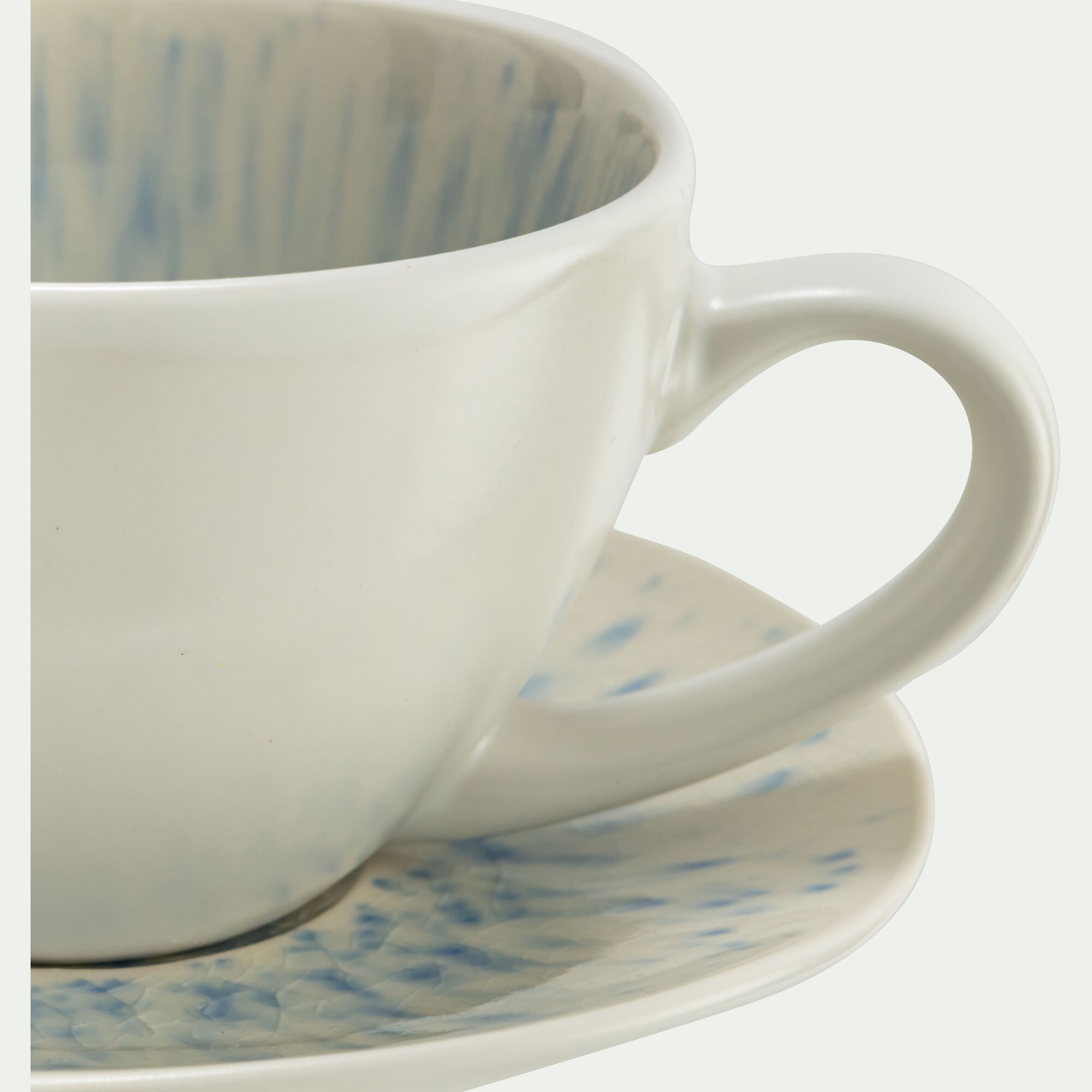 CALICO - Ensemble de tasses et sous tasses en grès - bleu