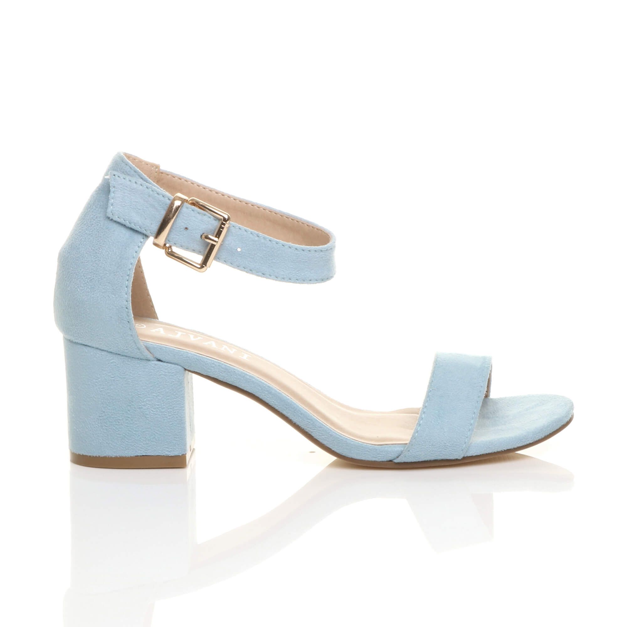 AJVANI Mid Block Heel Ankle Strap Sandals