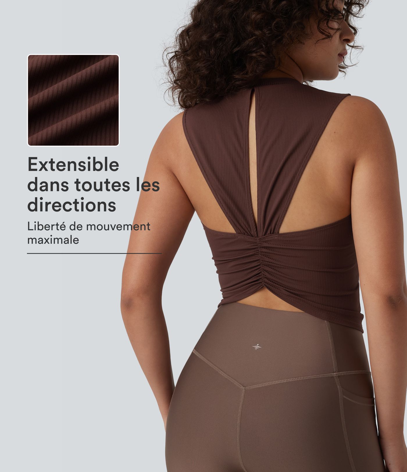 Débardeur de sport maille côtelée col rond