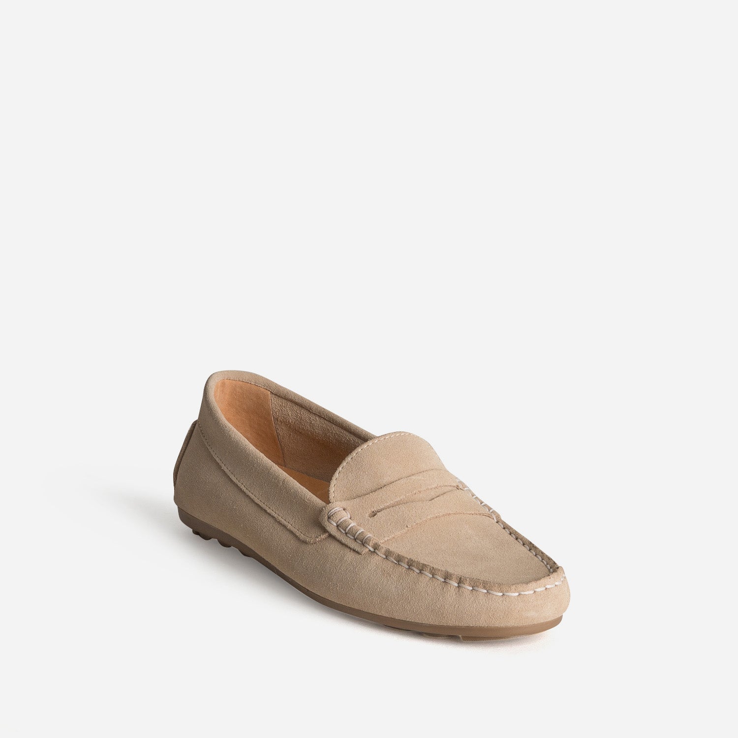 Mocassin beige cuir velours