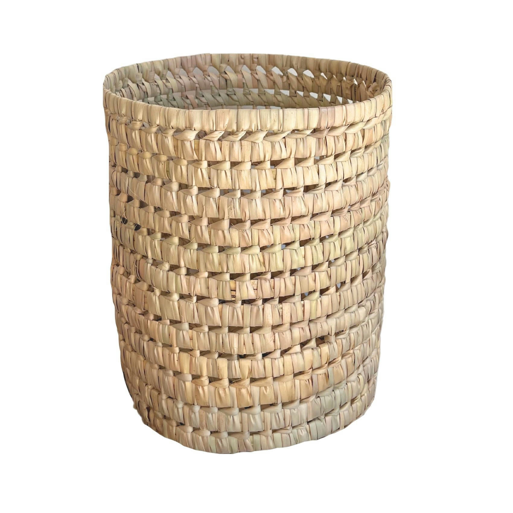 - Cache pot feuilles de palmier osier naturel 20 cm