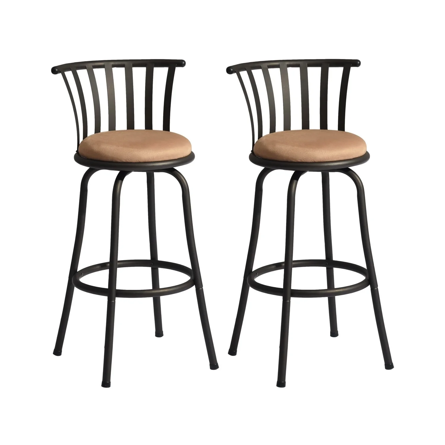 Homylin Upholstered Faux Leather Swivel Bar Stool (Set of 2)