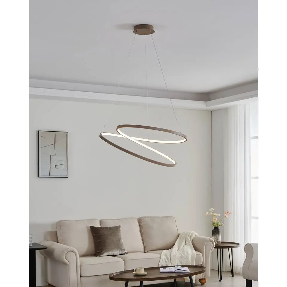 EGLO Ruotale Hanglamp - LED - &Oslash; 70 cm - Zandkleur/Beige/Wit