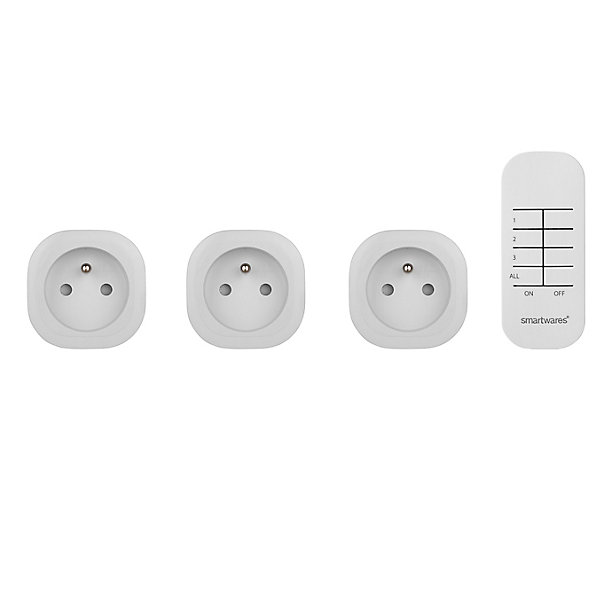 Pack 3 prises   1 télécommande intérieures