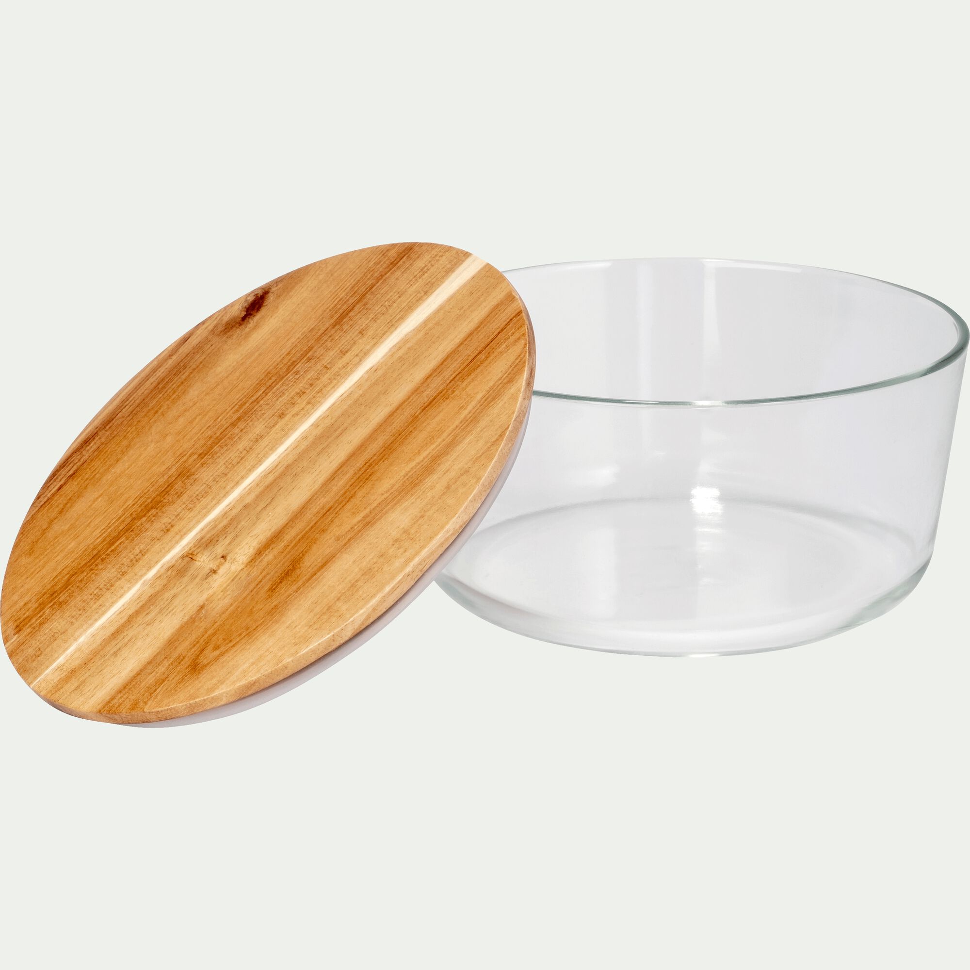 SAPAN - Boîte ronde en verre avec couvercle en bois D18,6cm