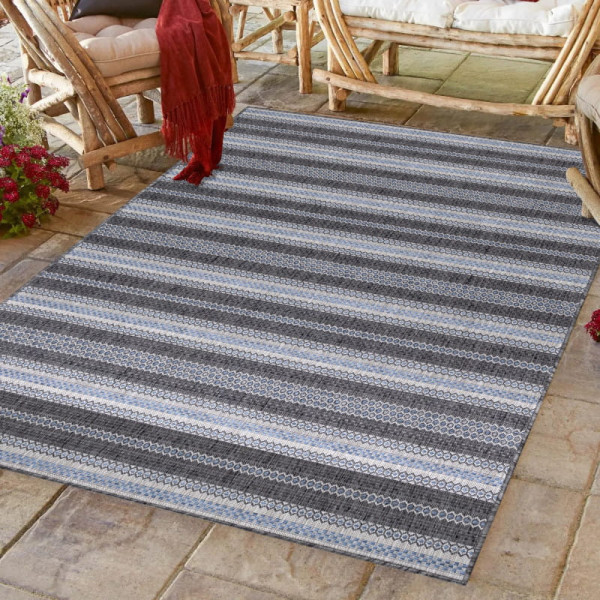 Dywan zewnętrzny Sunny paseczki antracyt 120 cm x 170 cm