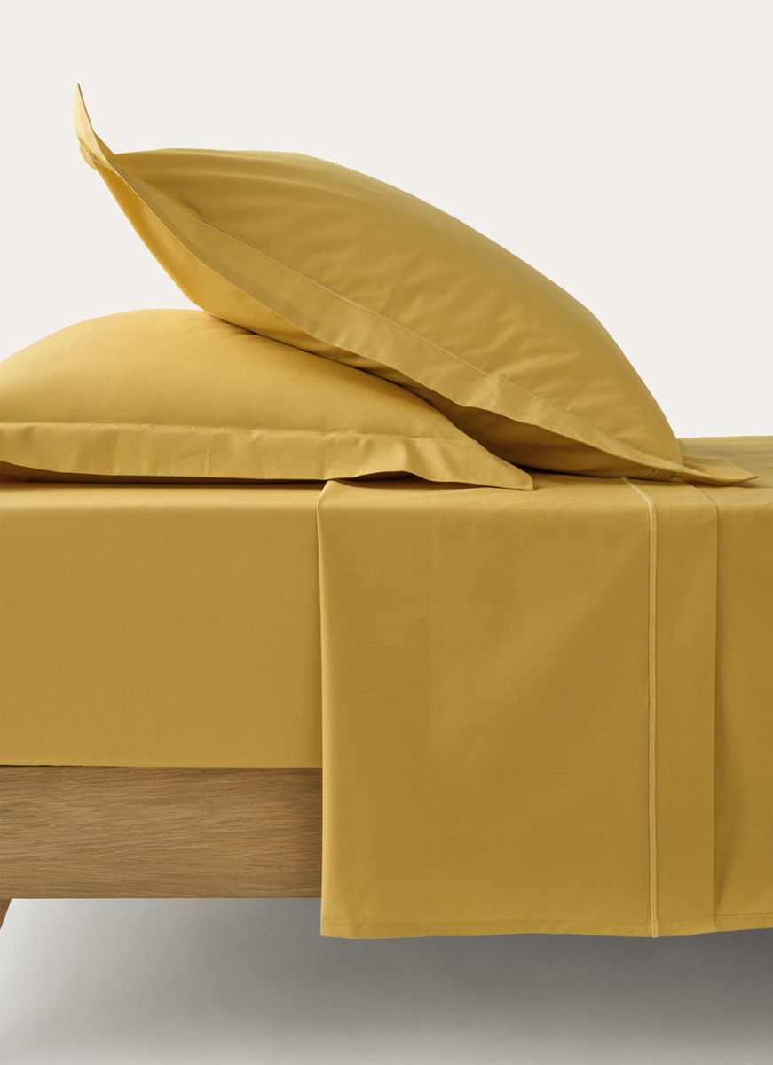 DRAP PLAT UNI EN PERCALE DE COTON BLEU MINÉRAL