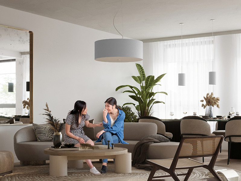 Lampa wisząca Otto 15 cm tkaninowa biała