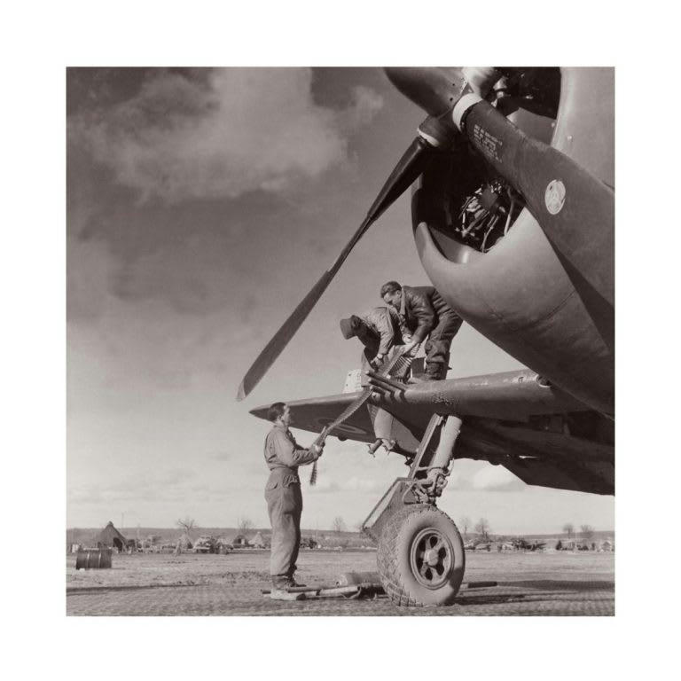 DANS LES AIRS - Photo ancienne noir et blanc avion n°12 alu 60x60cm