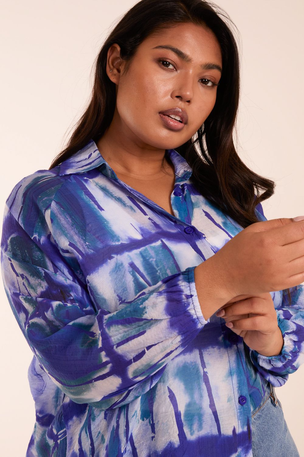 Blue Vanilla Curve Tie Dye Shirt