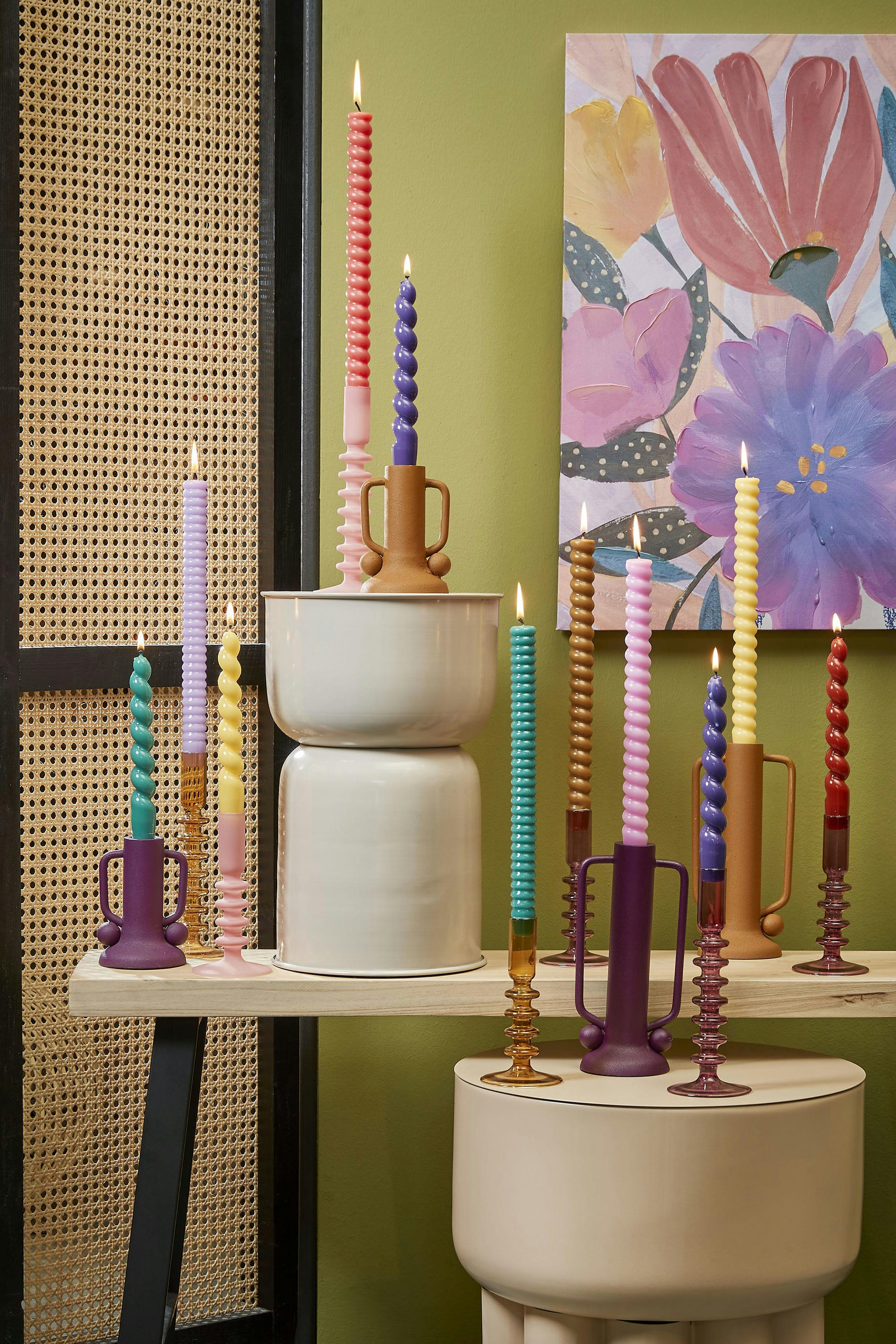 AGIOS - Bougeoir en verre violet foncé H20