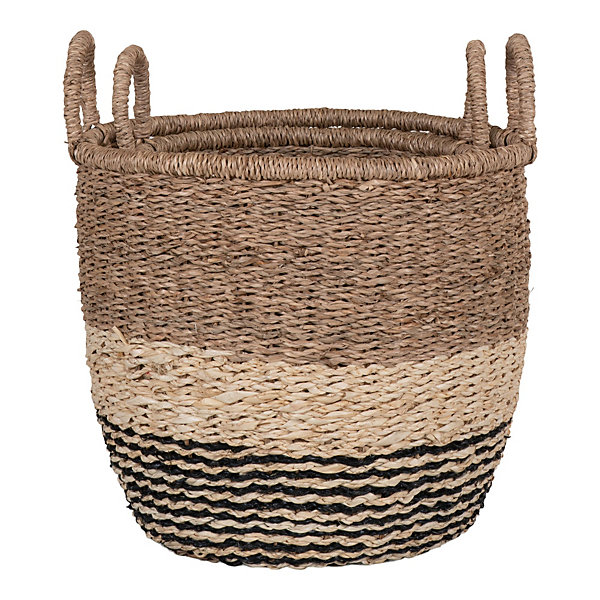 Paniers Lima en jonc de mer - Lot de 2 paniers naturels, marron et noir