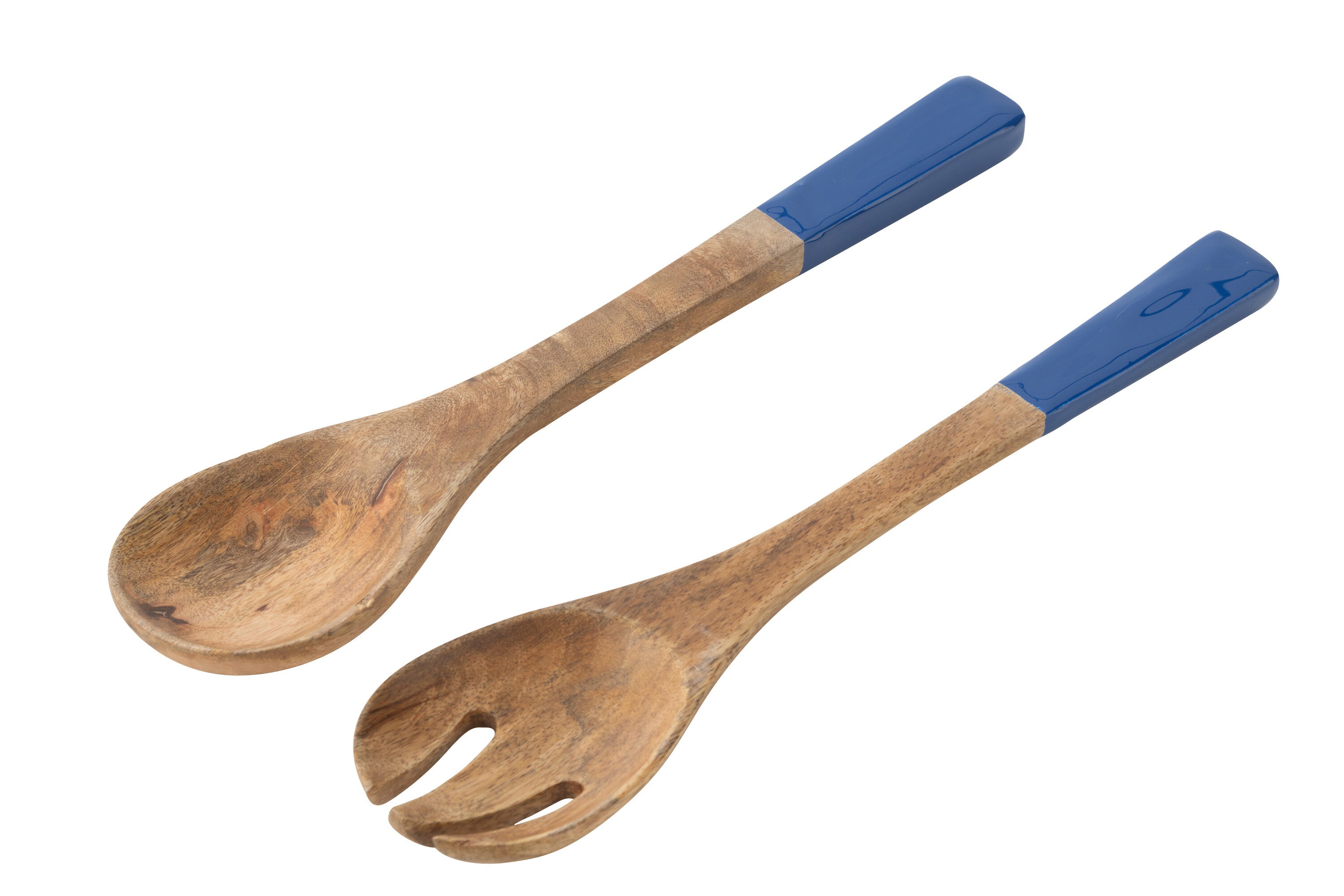 J-Line slabestek - hout - blauw/naturel - 2 stuks