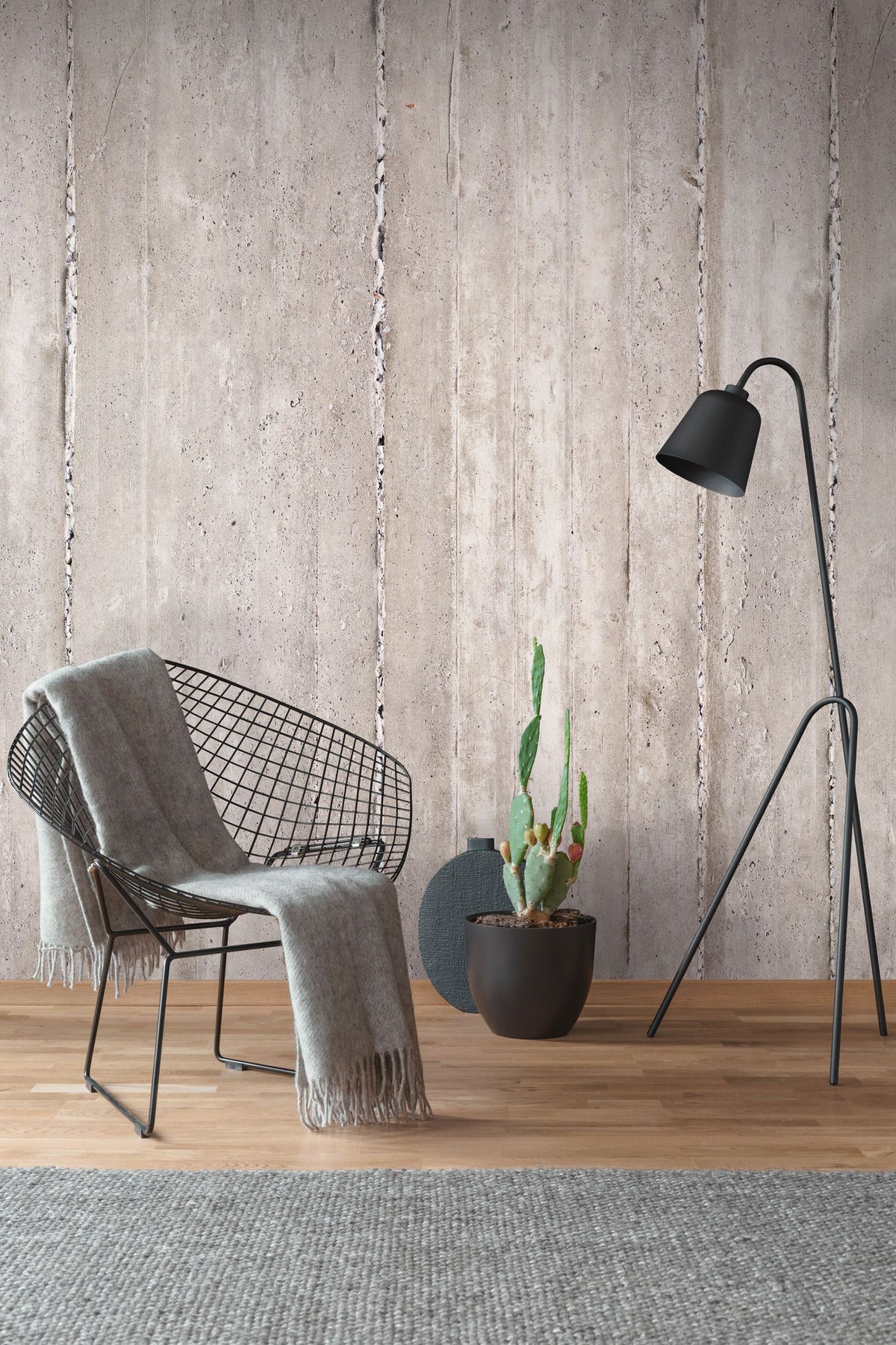 Livingwalls fotobehang betonlook grijs en crème - 159 x 280 cm - AS-392571