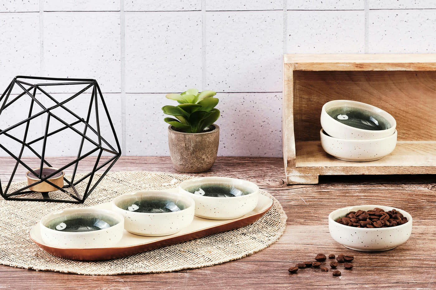 OXYGEN - Lot de 6 petits bols en grès vert D9