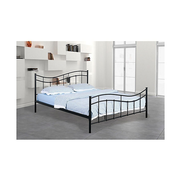 Lit ODETTE 140x200 cmMétal noirSommier inclusElégance et robustesse