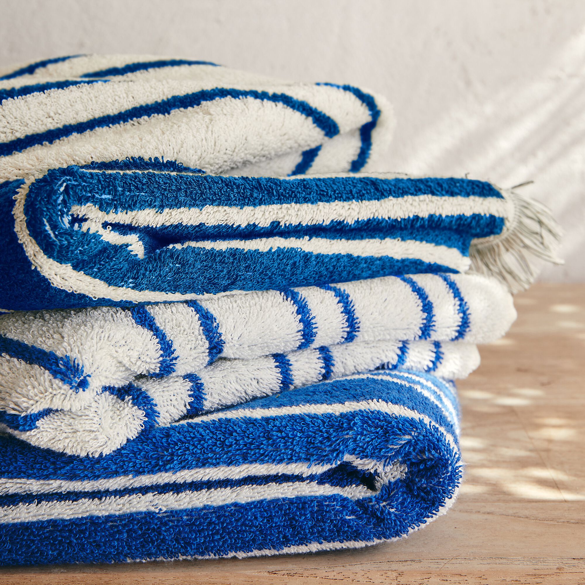 LISTRA - Serviette de toilette en coton à rayures 50x100cm - bleu