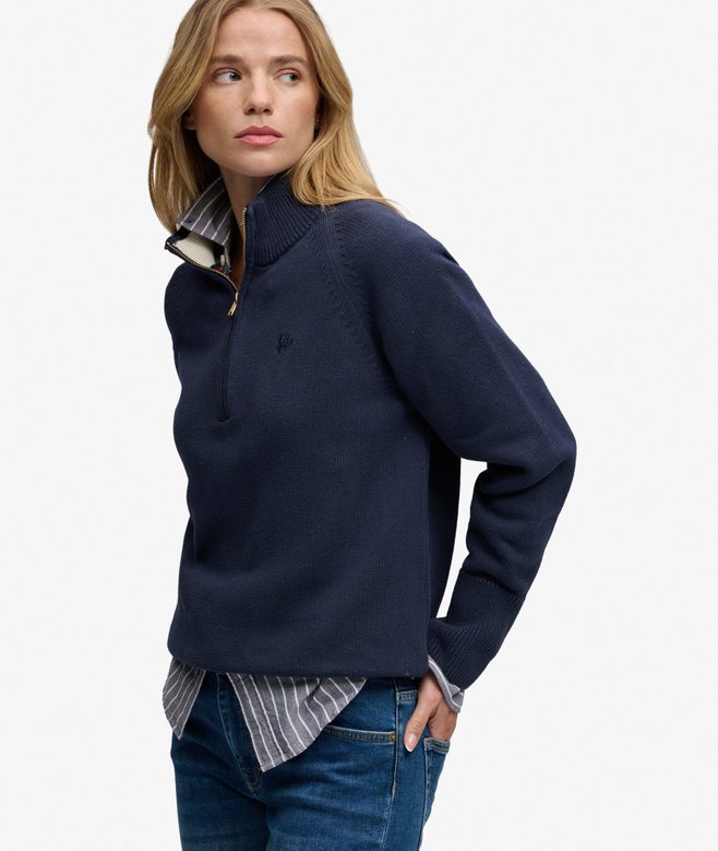 Classic Cotton Knit Half Zip Jumper