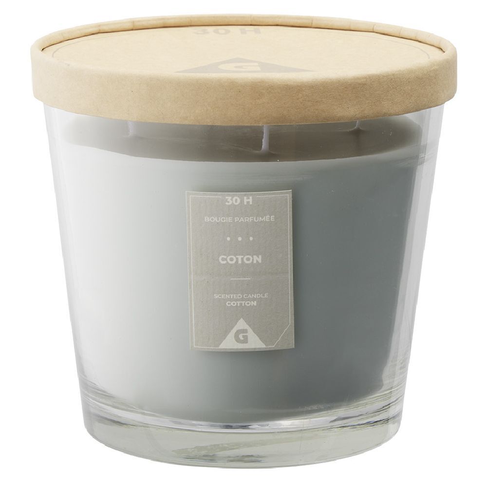 Bougie parfumée dans verre senteur coton Ø13,5xH12,5cm 30H