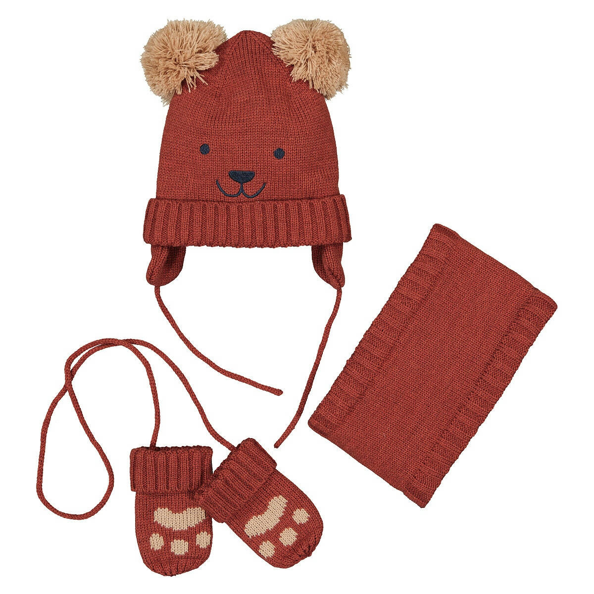Ensemble bonnet + snood + moufles