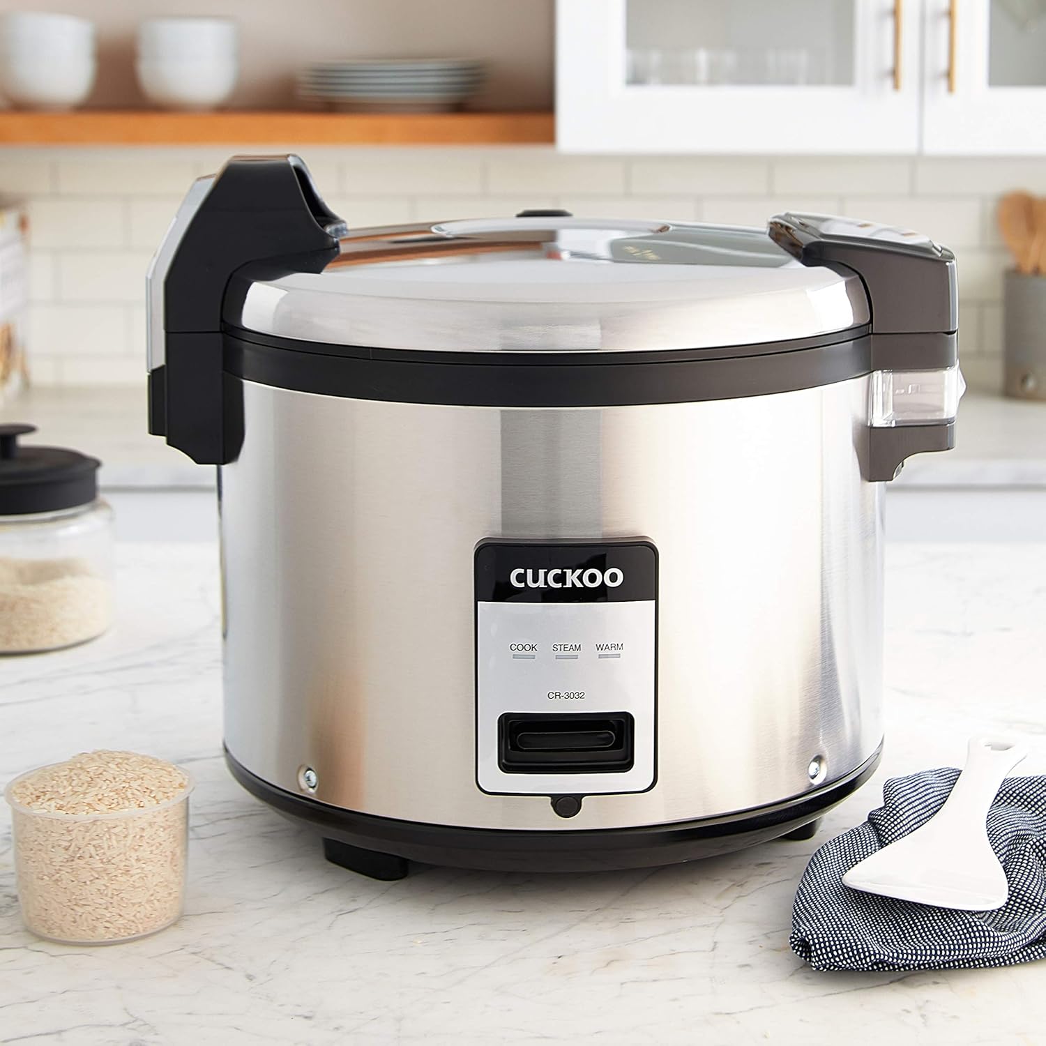 CUCKOO Commercial Rice Cooker & Warmer, Extra Large Rice Cooker 30-Cup Uncooked / 60-Cup Cooked, Professional Industrial Grain Cooker with Large Capacity, Easy One-Touch Operation, Silver (CR-3032)